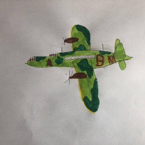 Jack drew the Wellington that his great great uncle jack was shot down in.
